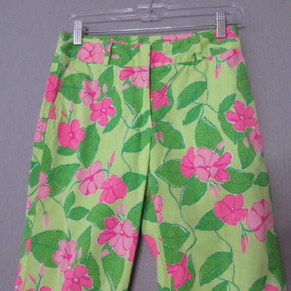 Vintage Lilly Pulitzer Pants Floral Pink Green - Picture 2 of 14